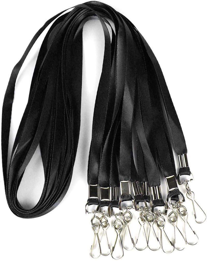 Ollain Bulk Lanyards Premium Cruise Lanyard Nylon Badge Lanyards for Id Holder Perfect for Office, Kids, Teachers (Black, 100Pack) - Image 1